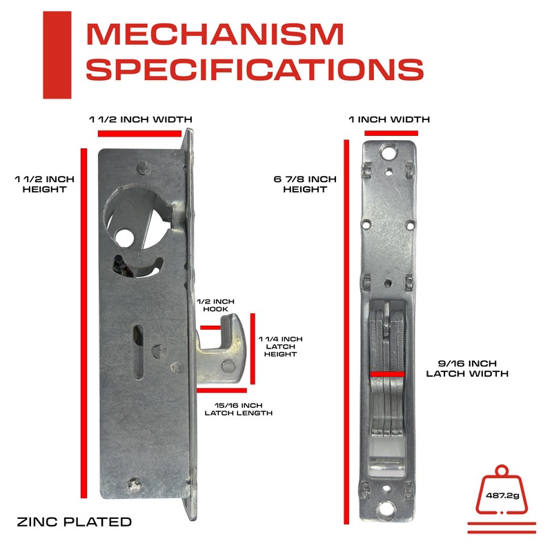 Sidco Supply Sliding Gate Lock - Hook Bolt Mortise Lock