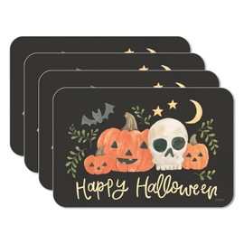 CounterArt Spooky Season 4 Pack Reversible Easy Care Flexible Plastic Placemats Made in The USA BPA Free Easily Wipes Clean