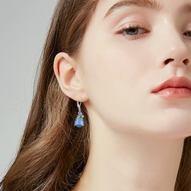 Dragonfly Earrings 925 Sterling Silver Dragonfly Earrings with Blue Green Gradient Tourmaline Earrings Leverback Earrings Dragonfly Jewellery for Women, Sterling Silver, Cubic Zirconia