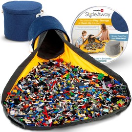 Creative QT SlideAway Toy Storage Organizer & Play Mat for Kids - Organizer Storage Bin - Kids Toy Box for Boys & Girls - Playroom Bin - Holders for Kid Rooms, Classrooms, Teachers - Navy Blue