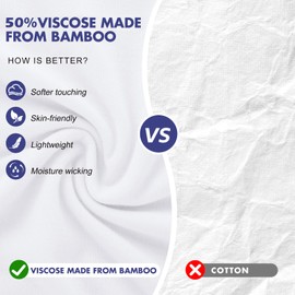 BAMBOO COOL Men's Tagless Crewneck Undershirts,Soft Performance T-Shirt,Moisture-Wicking Tees for Men,6 Pack White