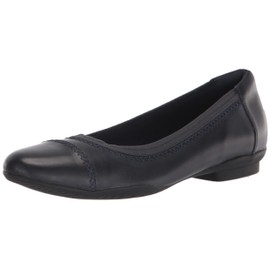 Clarks Sara - Zapatos Planos de Ballet para Mujer, Cuero Azul Marino, 22.5