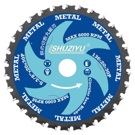 LSHUZIYU 136mm-30T, Metal Working Circular Saw Blade, Centre Hole 20mm with 15.88-10mm Washer, Compatible on Cordless Saw, Metal, Steel Iron Bar, Sheet, Angle Cutting