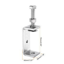 sourcing map 4pcs 304 Stainless Steel C Clamps 2.95" (75mm) Wide Jaw Opening Wood Clamps Metal U Beam Clamp for Woodworking Welding Building Household Mounting