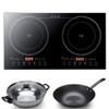 DYRABREST Electric Dual Induction Cooktop,Countertop Double Burner with Adjustable Temperature-Portable
