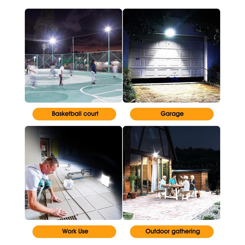 Zelvia LED Flood Lights Outdoor for Yard Work -100W 10000lm