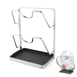 304 Stainless Steel Pot Lid Holder Pot Holder Spoon Rest Kitchen Pot Lid Holder Kitchen Utensils 2-in-1 Design for Two Pot Lids Lid Holder Pot Lid Organiser for 19-36 cm Pot Lid