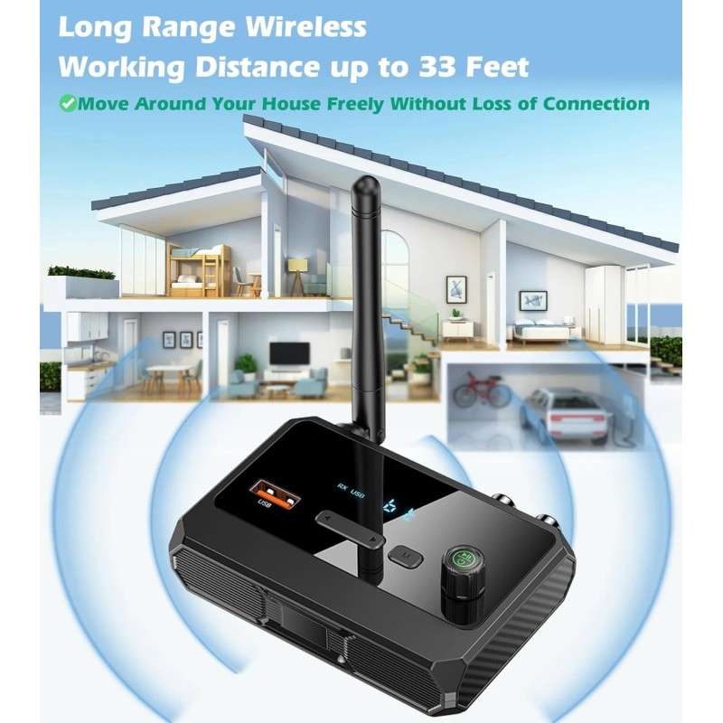 Bluetooth 5.3 Audio Receiver for Home Stereo, Wireless Adapter with