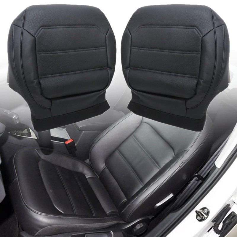 Priprilod Black Leather Driver & Passenger Side Bottom Replacement Seat