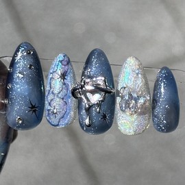 (Guaranteed actual product) Eunhasu handmade nail tips - round / (실물보장) 은하수 수제네일팁 - 라운드