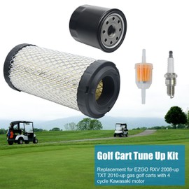 Eamonhigh Golf Cart Tune Up Kit Replacement for EZGO RXV 2008-up TXT 2010-up Gas Models Air Filter Oil Filter Fuel Filter Spark Plug Maintenance Kit Replacement for Kawasaki 4 Cycle Motor Engine