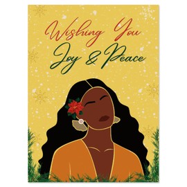 Shades of Color Wishing You Joy & Peace African American Christmas Cards 5 x 6.75 inches, 15 Cards and Envelopes (X23-178)