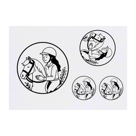 4 x 'Horse Rider' Temporary Tattoos - Water Resistant, Skin-Safe, Non-Toxic Transfers, Mixed Sizes (TO00085958)