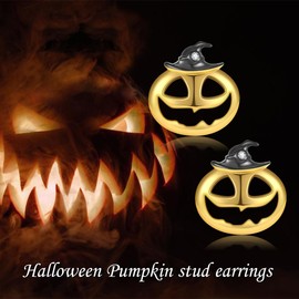 Pumpkin Earrings S925 Sterling Silver Pumpkin Witch Hat Stud Earrings Pumpkin Valentines Day Gifts for Women Girls