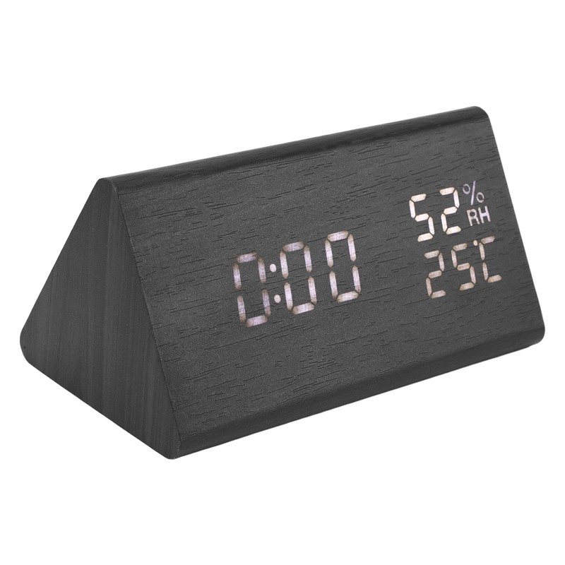 Wooden Digital Alarm Clocks LED Display Temperature Humidity Alarm Clocks