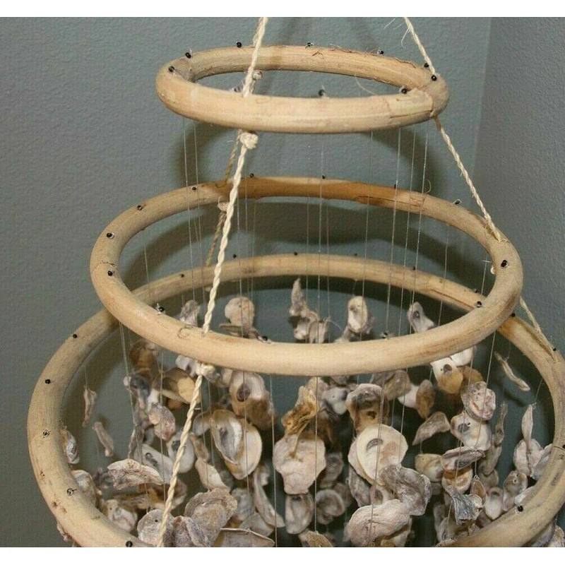 Huge Oyster Shell Chandelier Style Wind Chime, 36" +, G-84