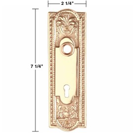 Door Back Plate Solid Brass Beaded With Keyhole 7 1/4" H | Renovator's Supply