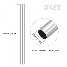 sourcing map 6063 Aluminum Tube (27mm OD x 25mm ID x 300mm L), Aluminum Round Tubing - for Home Furnishing, Machinery, DIY Handicraft