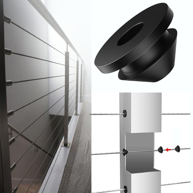 100 Pcs Cable Railing Protective Sleeves Rubber Grommets for 1/8"