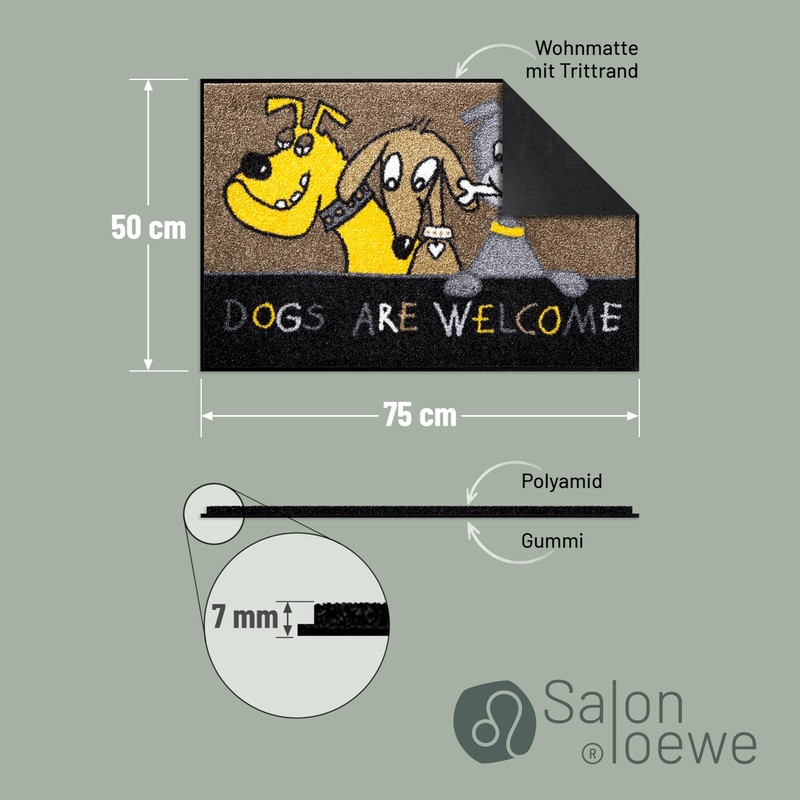 Salonloewe Doormat "Dogs are Welcome" -washable