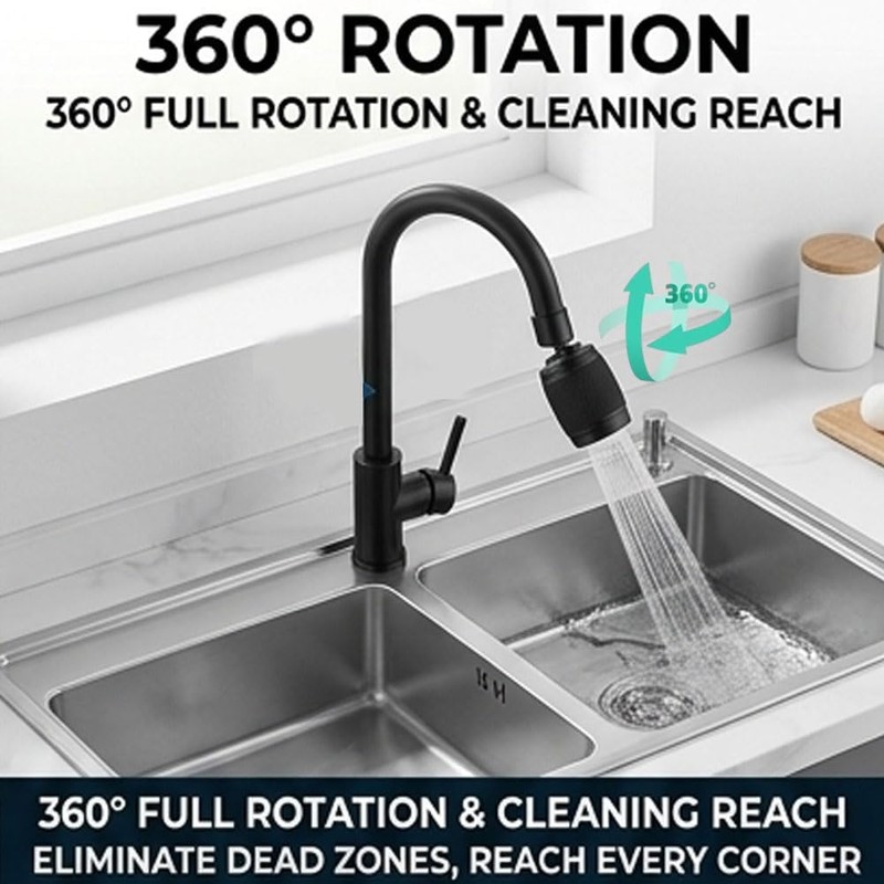 Splash Proof Booster Swivel Kitchen Filter Tap, Universal 360°Rotation Kitchen