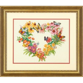 Dimensions 70-35336 'Wildflower Wreath' Counted Cross Stitch Kit for Beginners, 14 Count Ivory Aida Cloth, 11'' x 14''