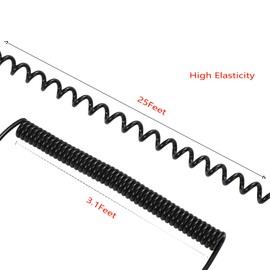 MZMSBAO Coiled Telephone Cord, 3.1 Feet Coiled, 25 Feet Uncoiled, Phone Cord Works with All Corded Landline Phones, for Use in Home or Office, Black,2 PCS