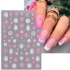 6 Sheets 3D Pink White Snowflake Christmas Glitter Nail Art