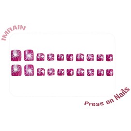 IMRAIN Purple Press on Toenails Short Square Fake Toe Nails Summer Toe Nails with White Star Design Artificial Full Cover False Toenails for Women Girls Nail Supplies 24Pcs