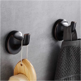 2 Pack Oil Rubbed Bronze Towel Hook for Bathroom Modern ORB Towel Robe Hooks Wall Mounted Heavy Duty