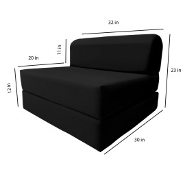 Amfuton Black Sleeper Chair Folding Foam Beds, Convertible Mattresses 6 x 32 x 70