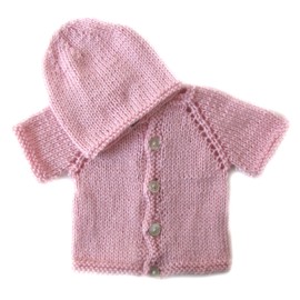KSS Handmade Knitted Pink Baby Sweater/Vest and Hat (9 Months)
