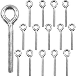 M6 Lifting Eye Bolt, 15 Pieces Heavy Eye Bolts Lifting Long Shank Lifting Eye Bolt 304 Stainless Steel Closed Weld Coil Screw Threaded Rod for Hammocks, Swing Chair Garden Boat Yacht