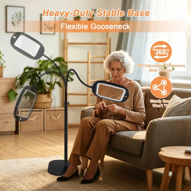 30X/10X Floor Magnifying Glass with Light and Stand, 45 LED