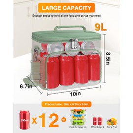 esouler Lunch Box for Women/Men Insulated Lunch Bag Large Capacity Reusable Lunch Tote Leak Proof Lunch Bags for Work Picnic, Green