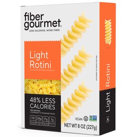 Fiber Gourmet Light Rotini Pasta, Low Net Carb, Fiber Rich, Low Calorie, Healthy Pasta - Made in Italy, Kosher, Vegan, Non-GMO - 8 Oz