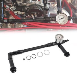 RULLINE 8AN Carburetor Dual Feed Fuel Line Pressure Gauge - Precision Gauge compatible with Holley 4150 Carburetor - Black Finish, Easy Installation