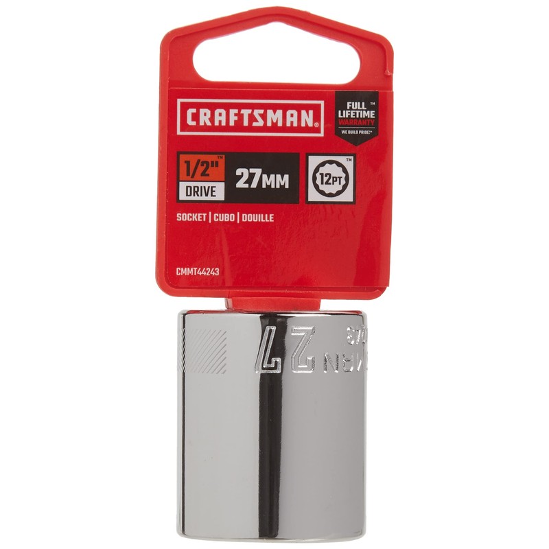 CRAFTSMAN Shallow Socket, Metric, 1/2-Inch Drive, 27mm, 12-Point (CMMT44243)