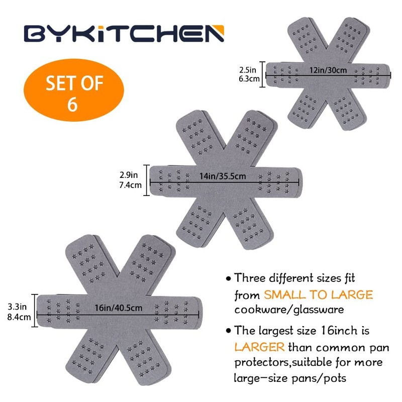 BYKITCHEN Pan and Pot Protectors, Larger & Thicker Pan Protectors