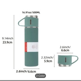 Unbranded Vacuum Insulated Flask Set 3 Piece Kit w Cups BLUSH  Thermos  Stainless Steel
