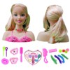 Makeup Pretend Playset for Children 17Pcs Hairdressing Styling Head Doll