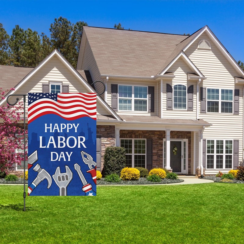Wodison Happy Labor Day Garden Flag 12 x 18 Inch
