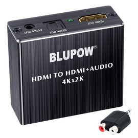 BLUPOW VA83 4K30Hz HDMI Audio Separator (Optical Digital, 3.5mm Stereo Audio Output), Digital Audio and Sound Separation, Audio Splitter, Supports 2160P, HDCP1.4, 3D Support, PS4Slim, Fire TV, STB,