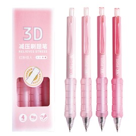 MOZXIRZ 4 Pcs Gel Ink Pens Cute Retractable Pens Pink Pen 0.5mm Black Ink Pen Writing Pens Office School Supplies Kawaii Pens for Girls Women Boys Men (Pink)