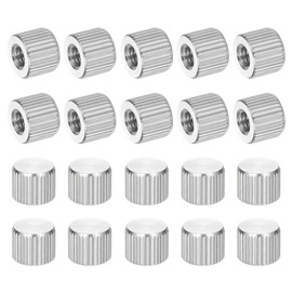 PATIKIL M5 Knurled Thumb Nuts, 20pcs 304 Stainless Steel Female Thread Type Flat Head Blind Hole Round Hand Tighten Knob Fasteners Screw Cap Adjust Lock Position, D10mm x H8mm