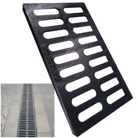MOSINSBO Cast Iron Drain Grate, 20x12 Outdoor Drain Cover, B Class Sewer Grate, Durable Heavy Duty Channel Grate, Black Rectangle Drainage Grate for Driveway, Concrete, Yard, Garage (19.7x11.8)