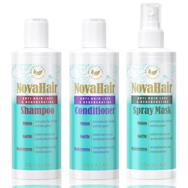 NovaHair Anti-hair loss & regenerating set with combination of natural plant extracts such as: Onion, Garlicand Watercress helps to stimulate hair roots while reducing hair loss.