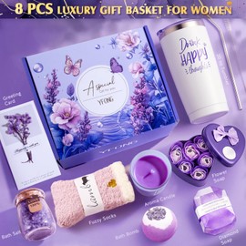 YFONG 8 Pcs Luxury Spa Gift Set for Women, Relaxing Happy Birthday Package for Mom Wife Her Best Friends Sister, Idea, 20 oz Tumbler – Ultimate Self-Care Get Well Soon Bundle Basket