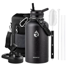 RAYMYLO 64oz Insulated Water Bottle, Triple Wall Vacuum Stainless Steel Water Bottles - Keeps Cold 48H, Reusable Half Gallon Jug for Gym, Sports, Camping, Hiking,Travel, Black Speckled