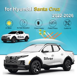 KMF 5pcs Thicken Car Sun Shades for Hyundai Santa Cruz 2022-2025 2026 Accessories, Car Window Covers Sunshade for Windshield Side Rear, Truck UV Block and Privacy Blackout for Camping